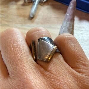 Modern Silver and Gold Men's Ring